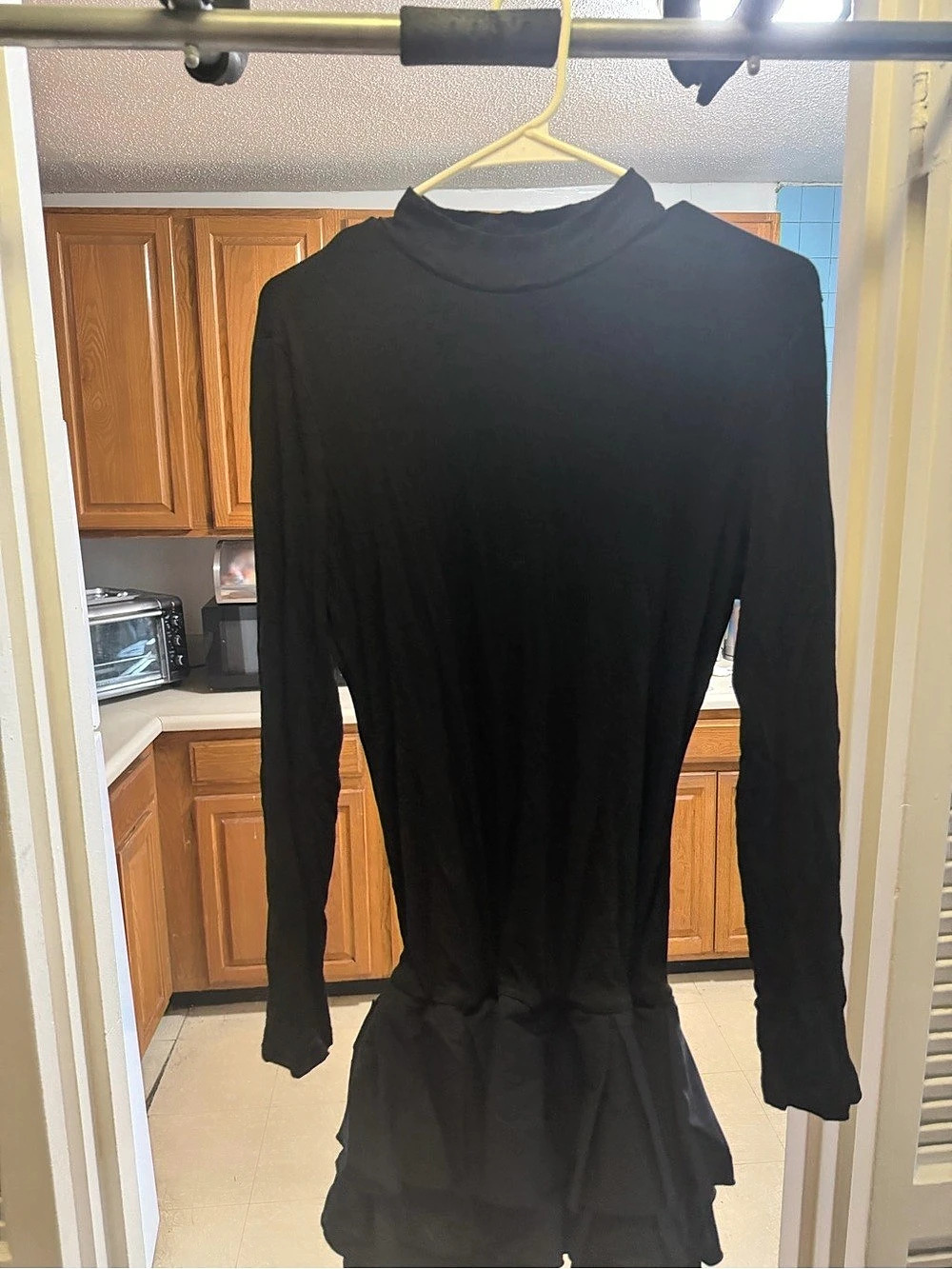SHEIN Black Ruffle Mini Dress Size XL Like New